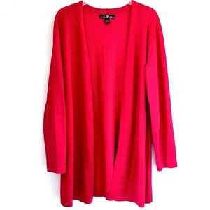 80 Park Women's Red Open Cardigan Sweater